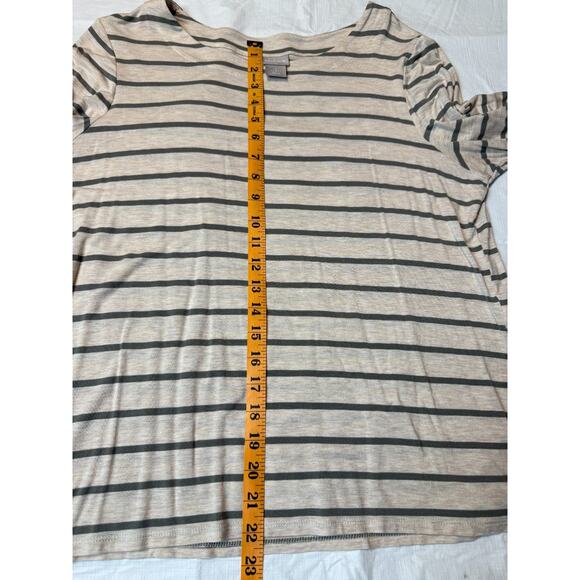 Lot of 2 Chicos Sz 2 (12) Pull Over Pretty Shade Beige Pink Green striped Tops - Picture 5 of 9
